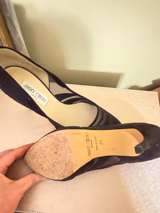 Jimmy Choo Dark Purple , Mesh Suede , round toe Pumps - Picture 6 of 6